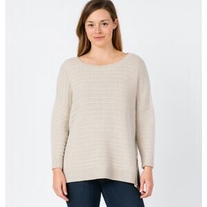 Garnet Hill SZ S Lambswool Angora Pullover Sweater Side Zips Tan